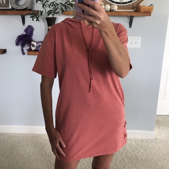 Coral/Rusty Color Hooded Tunic Dress - Picture 2 of 7